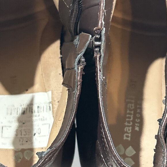 Naturalizer Brown Leather Wedge Zip Ankle Boots N5 Contour Women's 9.5 - Picture 11 of 11